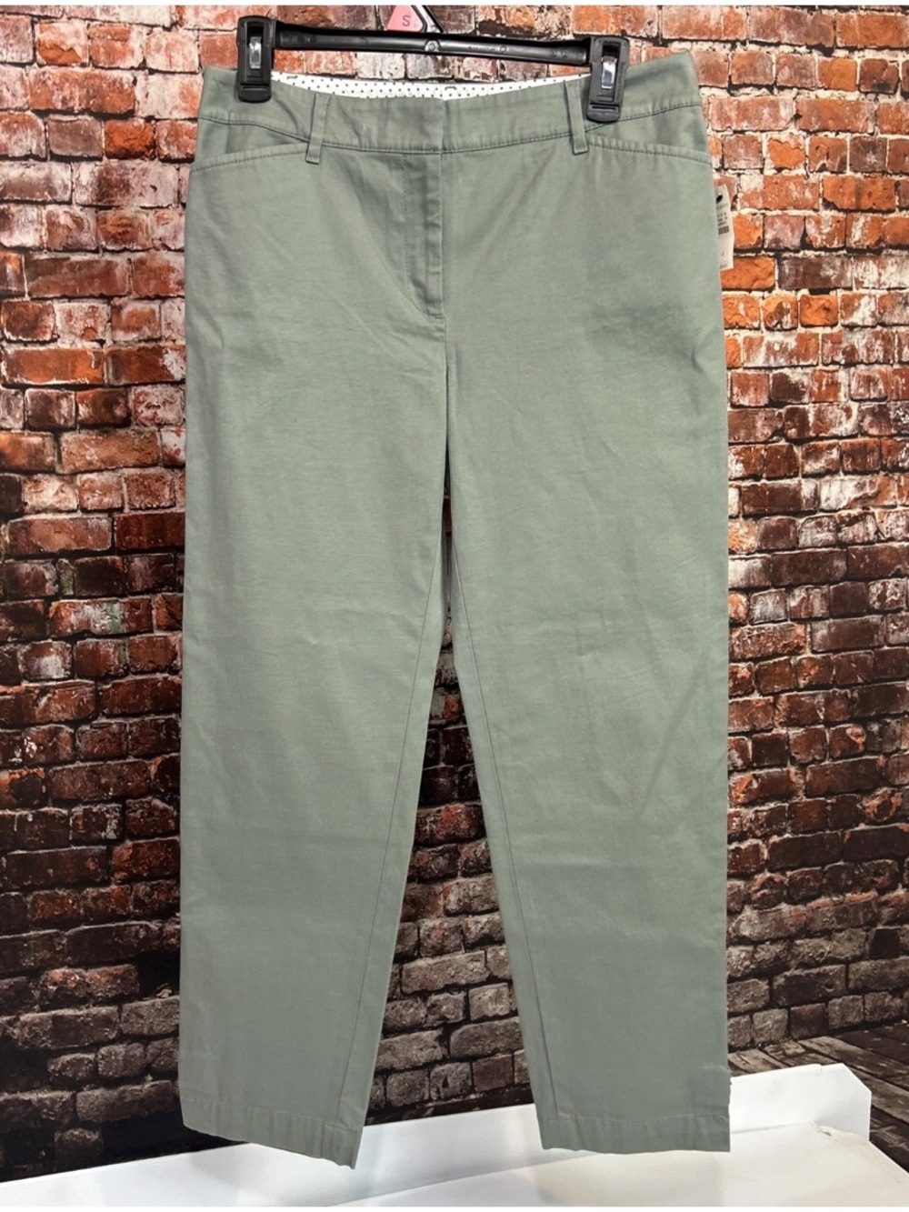 Talbots Light Sage Cropped Ankle Chino Pants Size 2 Cotton Stretch